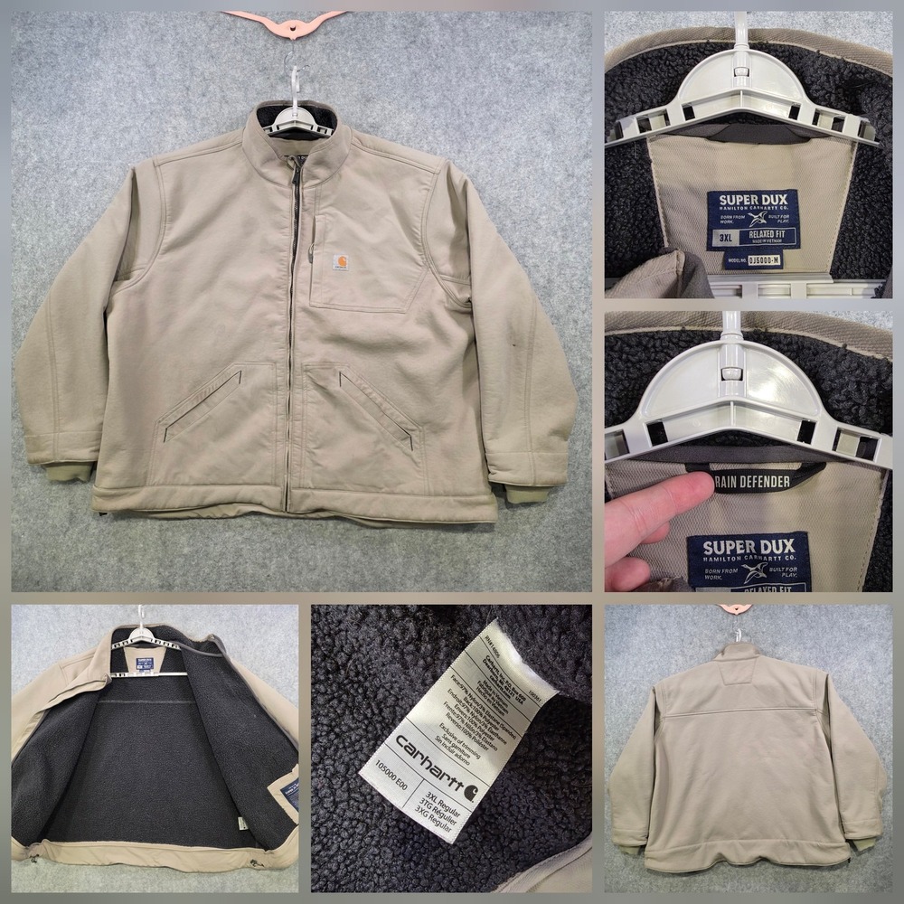 Carhartt Super Dux Jacket Mens 3XL Beige Relaxed Fit Sherpa Lined Work 105000
